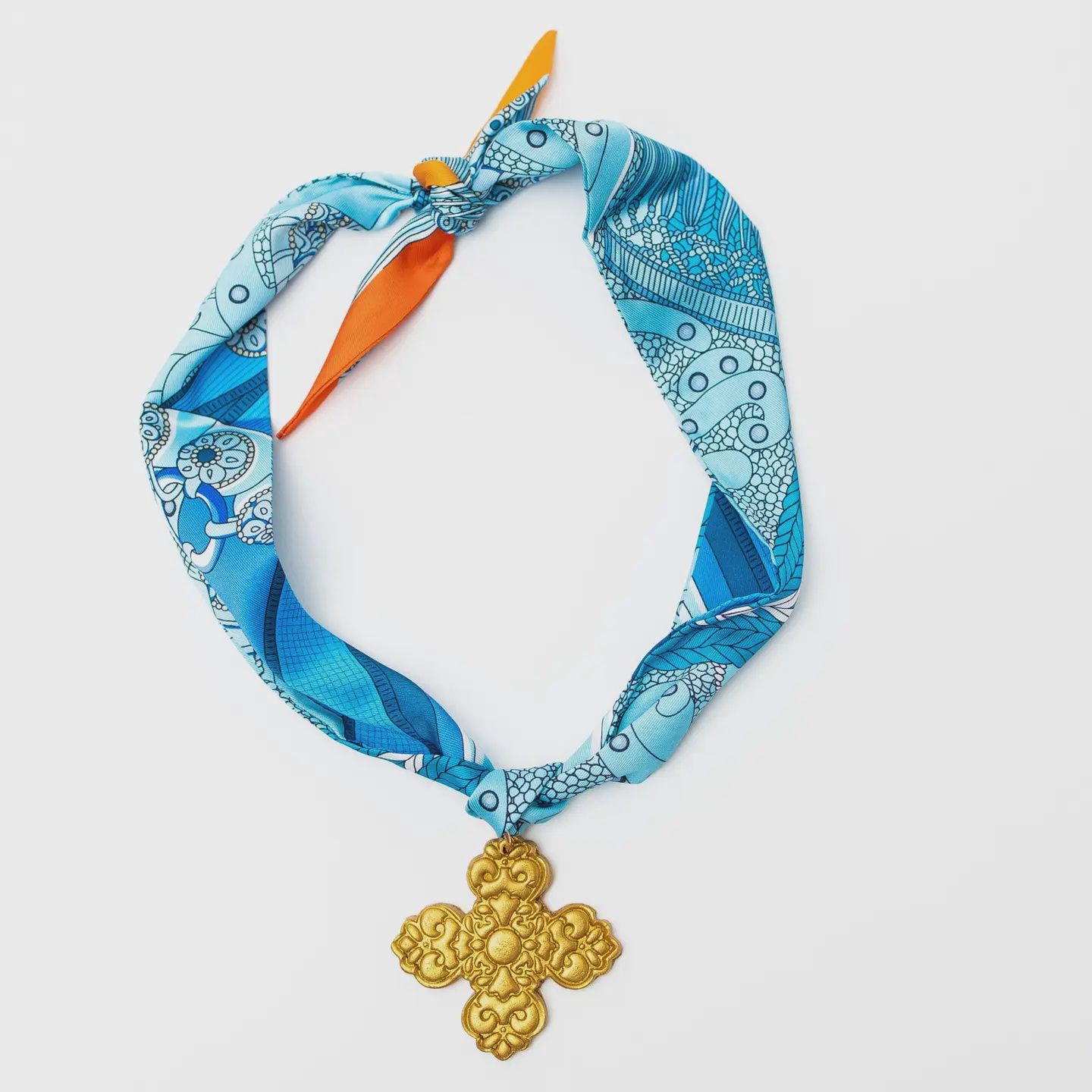 Hidden Truth Jewelry Blue Scarf with Andrea Cross