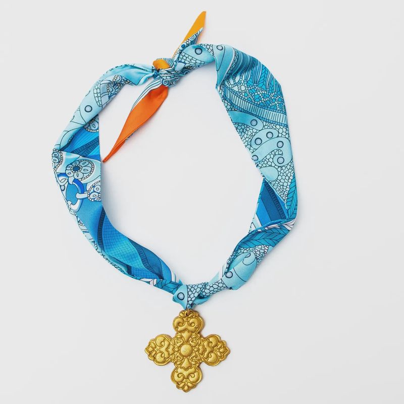 Hidden Truth Jewelry Blue Scarf with Andrea Cross