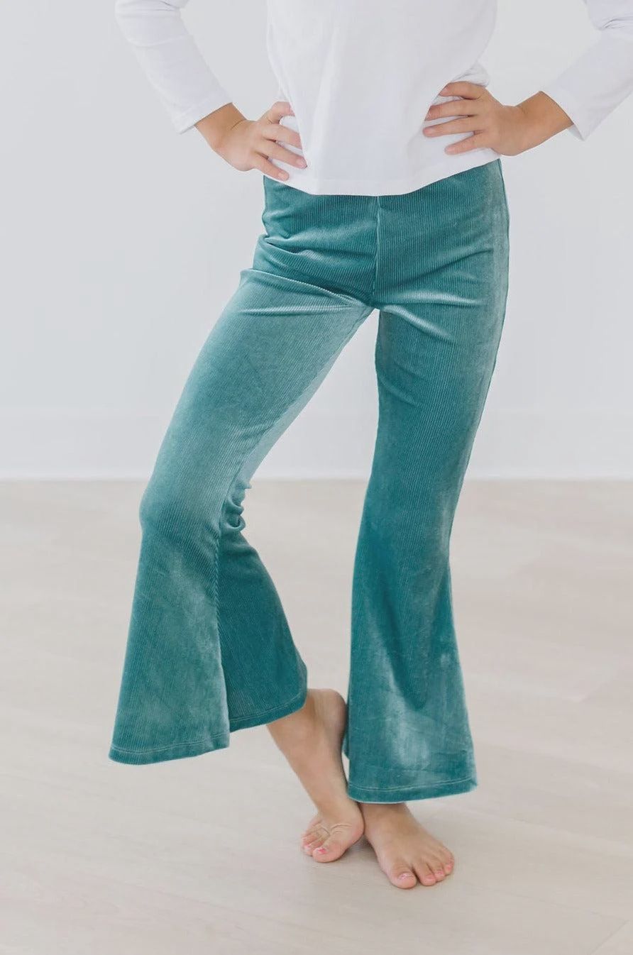 Mila and Rose Aquamarine Ribbed Velvet Bells