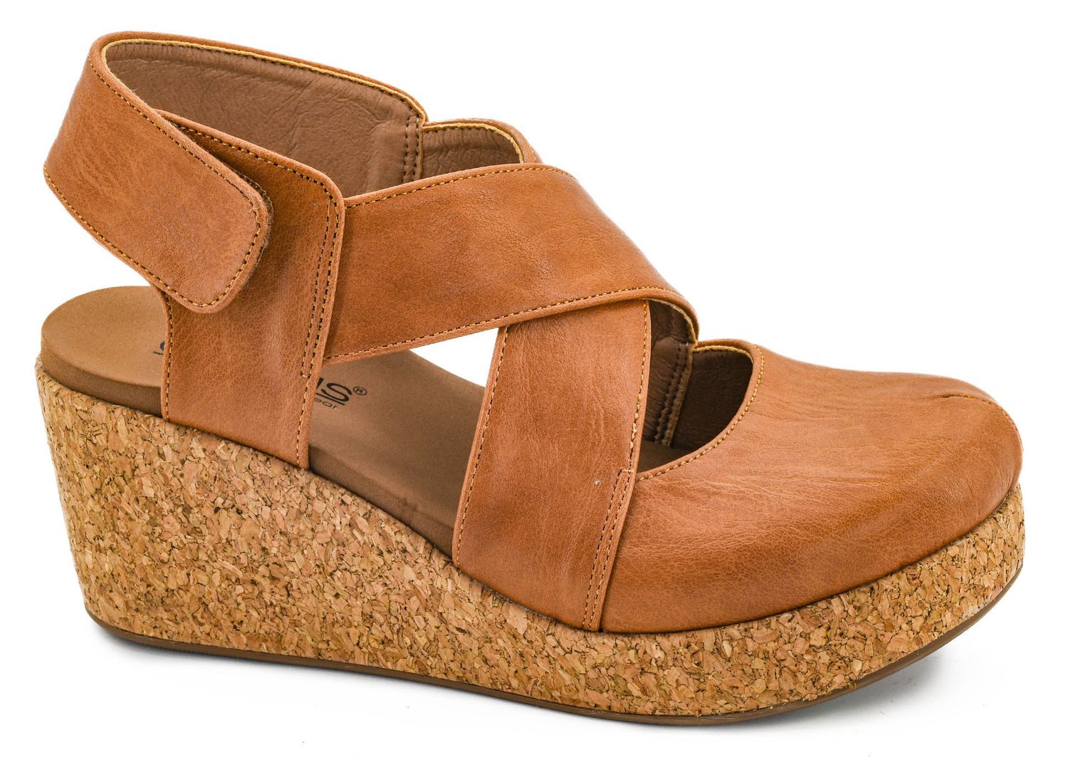 Corkys Case Closed Wedge- Cognac Smooth