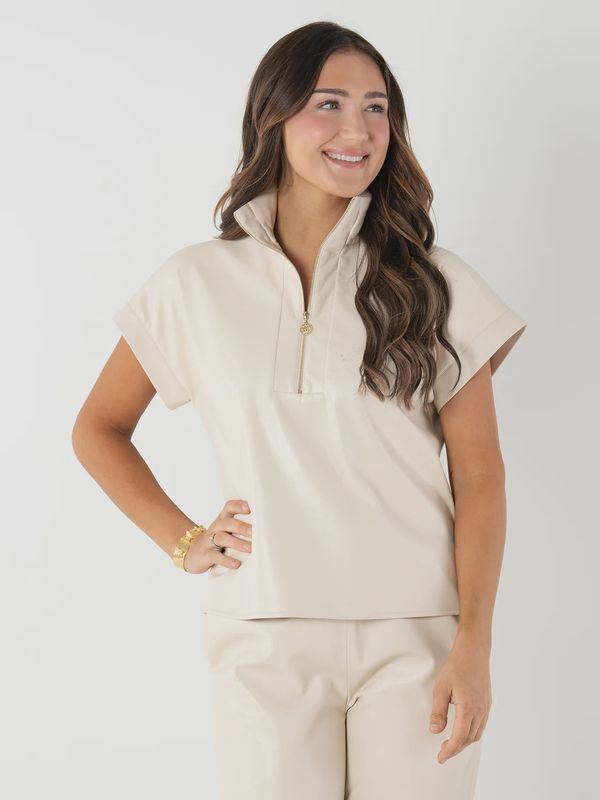 Emily McCarthy Sandshell Vegan Leather Poppy Pullover