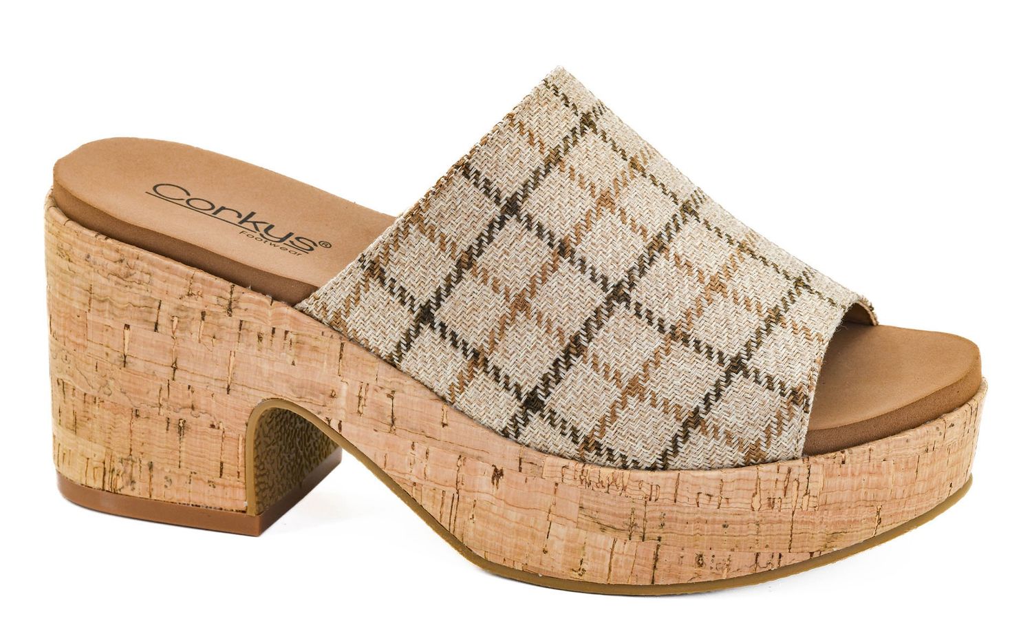 Corkys Totally Buggin Heel- Camel Plaid