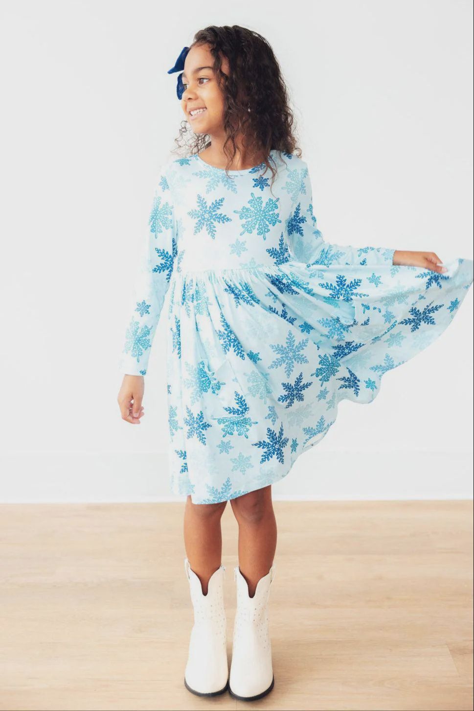 Mila and Rose Winter Wonderland Long Sleeve Pocket Twirl Dress