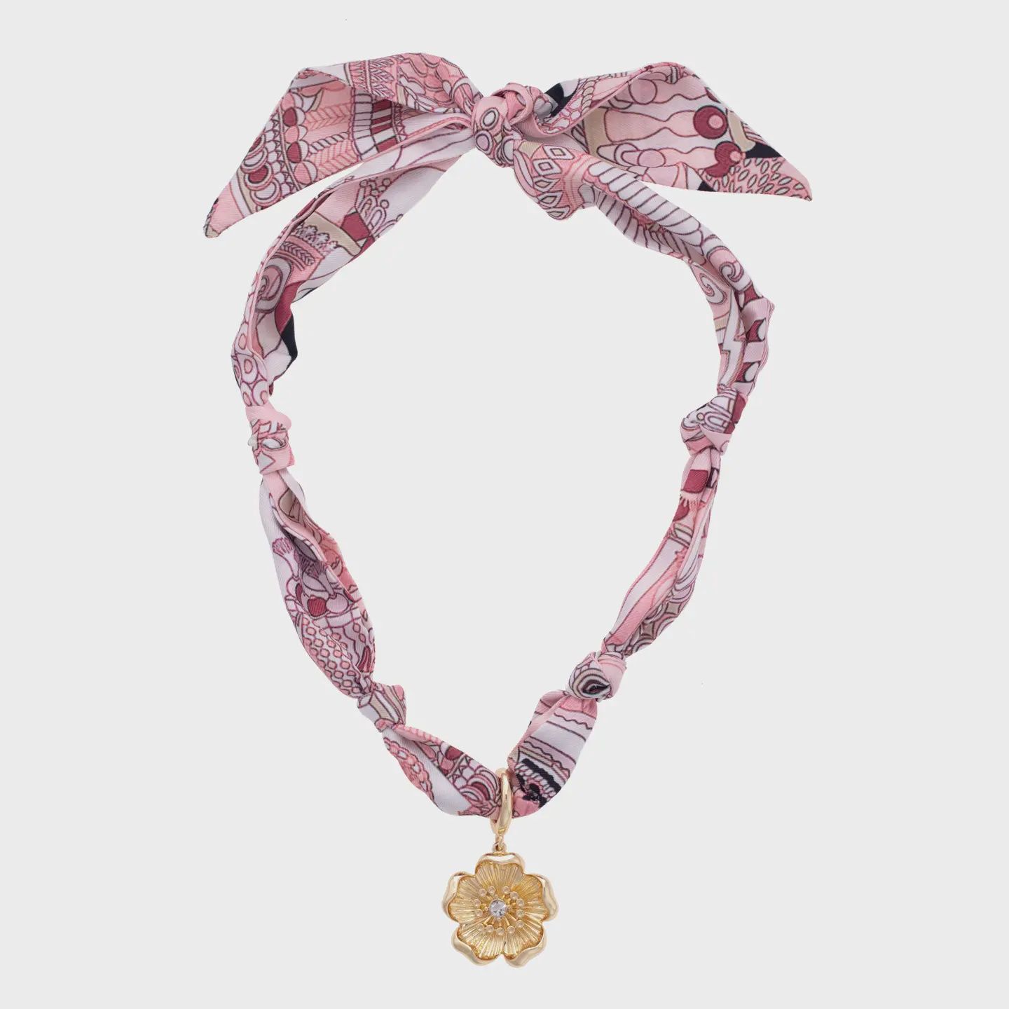 Canvas Allegra Blossom Scarf Necklace in Light Pink &amp; White