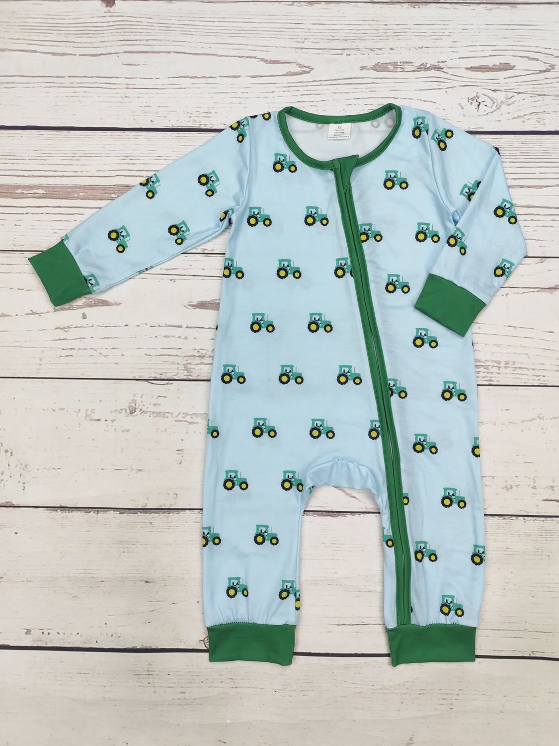 Sassy Kids  Boy Tractor Print Zip Sleeper