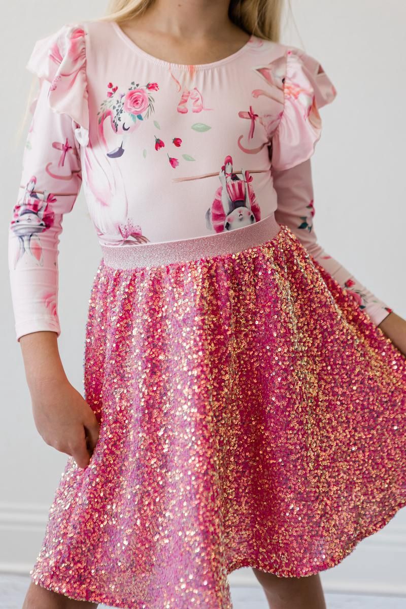 Mila &amp; Rose Hot Pink Sequin Twirl Skort