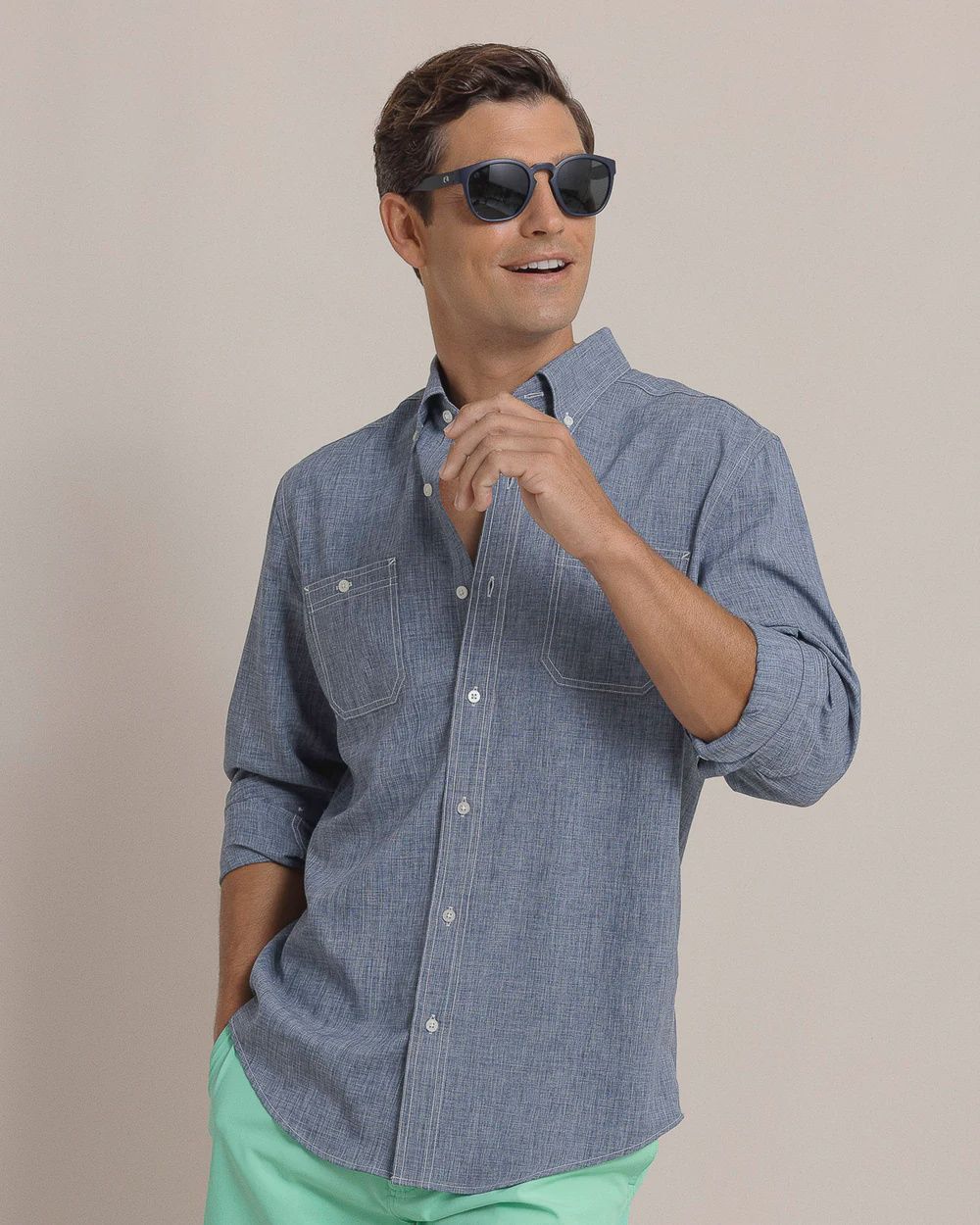 Southern Tide Men&#39;s Dock Shirt-Seven Seas Blue