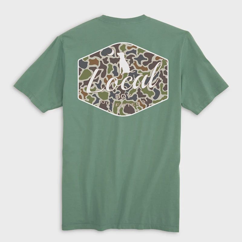 Local Boy Localflage Badge Short Sleeve T-Shirt- Light Green