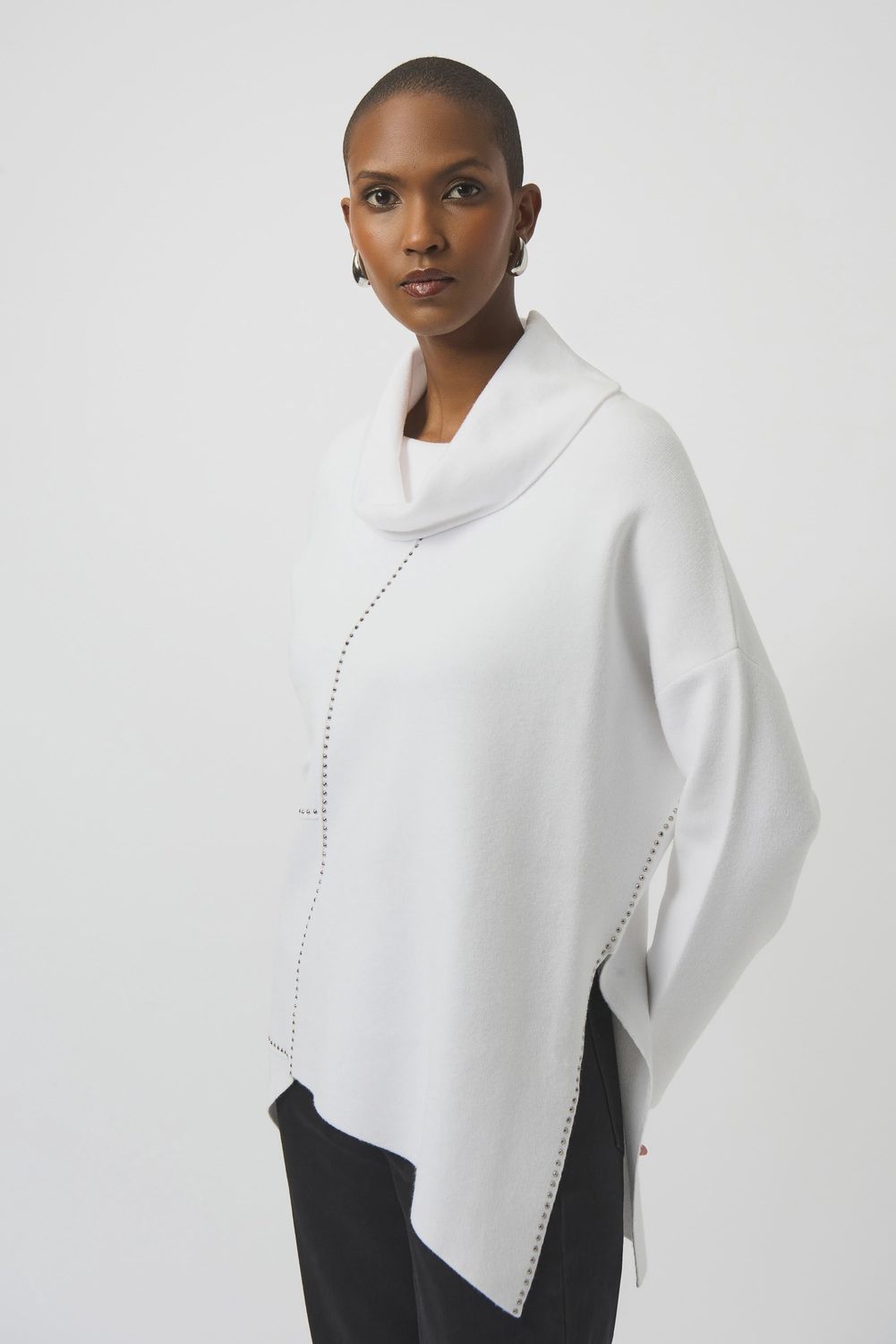 Joseph Ribkoff Sweater Knit Asymmetrical Pullover- Vanilla