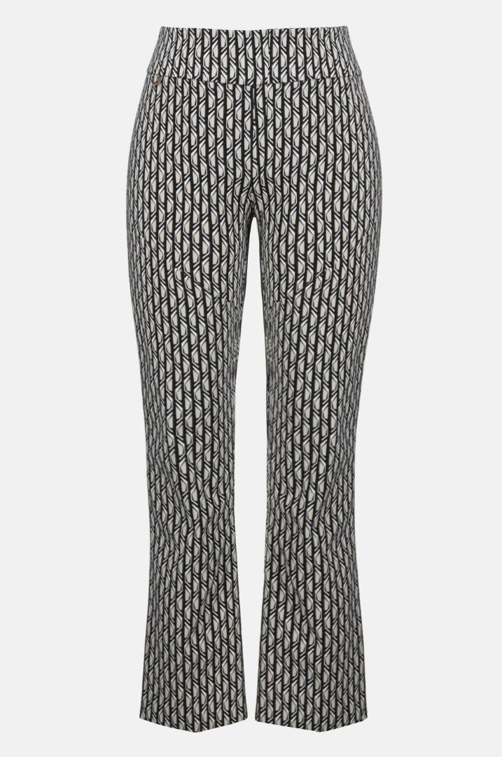 Joseph Ribkoff Millennium Print Straight Leg Pull-On Pants- Black/Moonstone