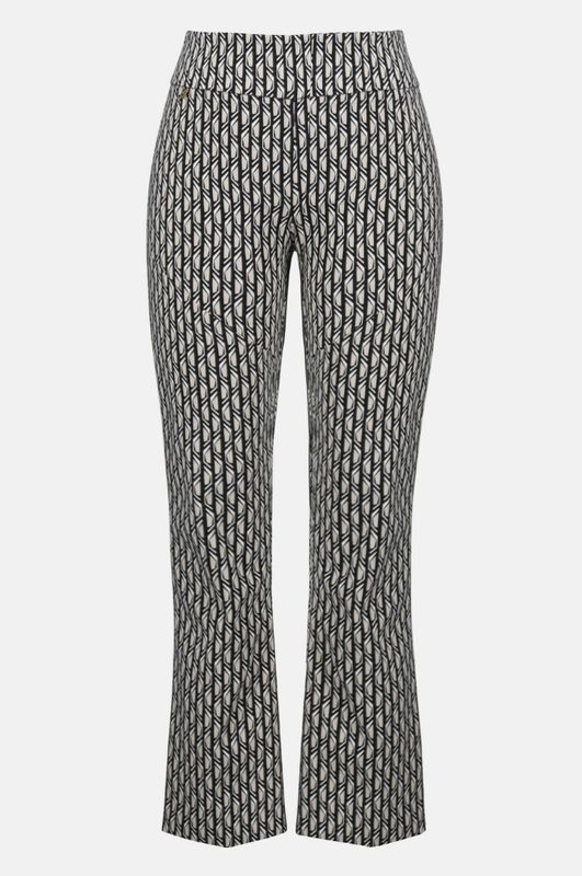 Joseph Ribkoff Millennium Print Straight Leg Pull-On Pants- Black/Moonstone