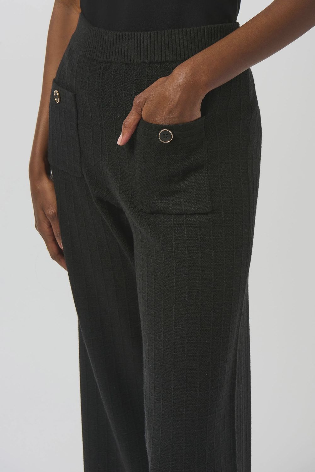 Joseph Ribkoff Sweater Knit Straight Leg Pants- Black