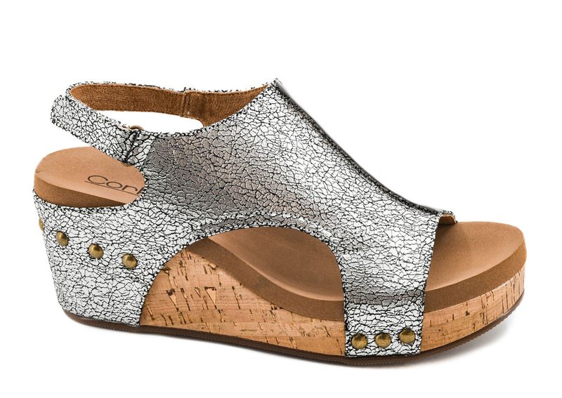 Corkys Carley Silver Crackle Wedge
