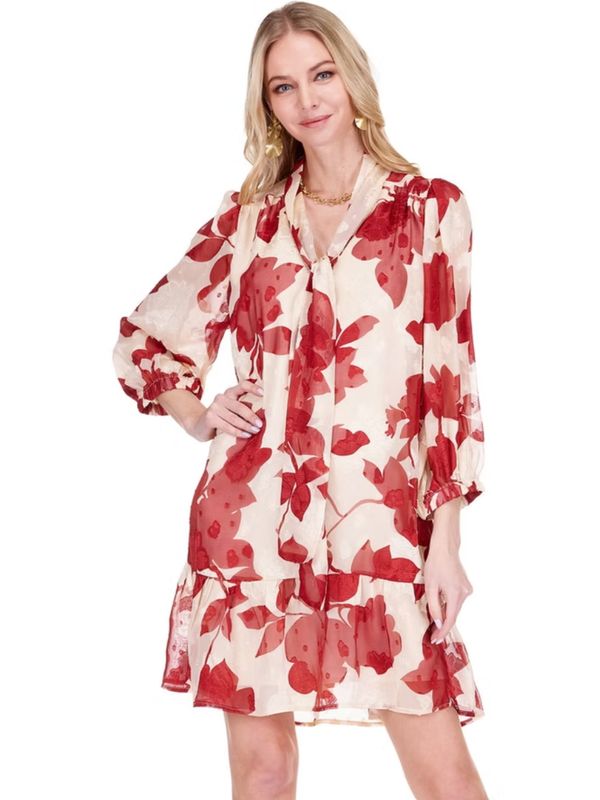 Joy Joy Autumn Serenade Tie Flounce Dress