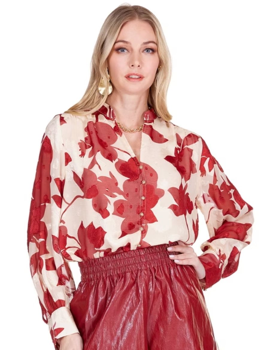 Joy Joy Autumn Serenade Front Split Buttons Top