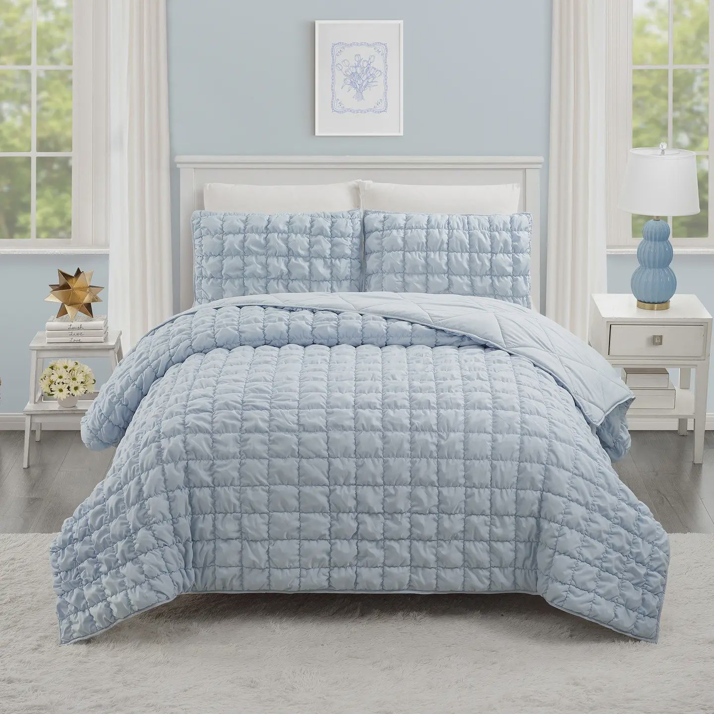 Dreamy Clouds Solid Quilt Set - Blue - Urban Playground