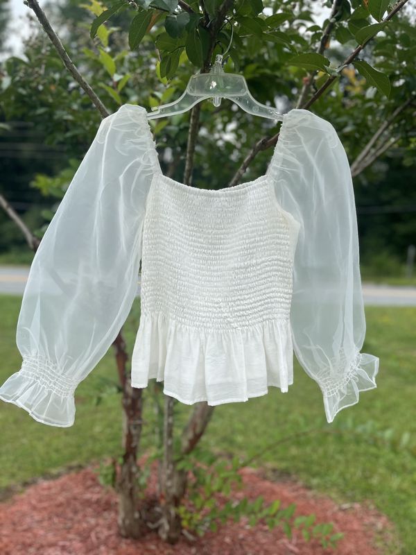 Joy Joy White Puff Sleeve Top- XSmall Only