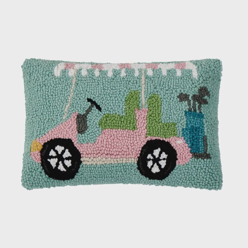 Peking Handicraft Pink Golf Cart Hook Pillow