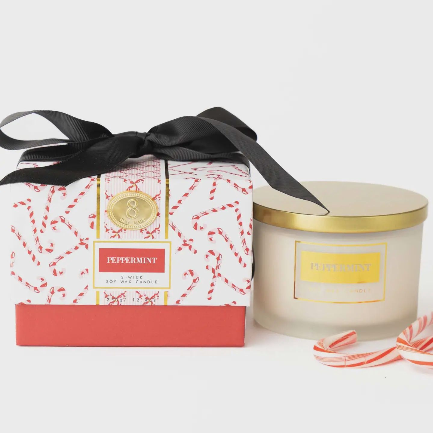 Oak Lane Peppermint 3-Wick Boxed Soy Wax Candle