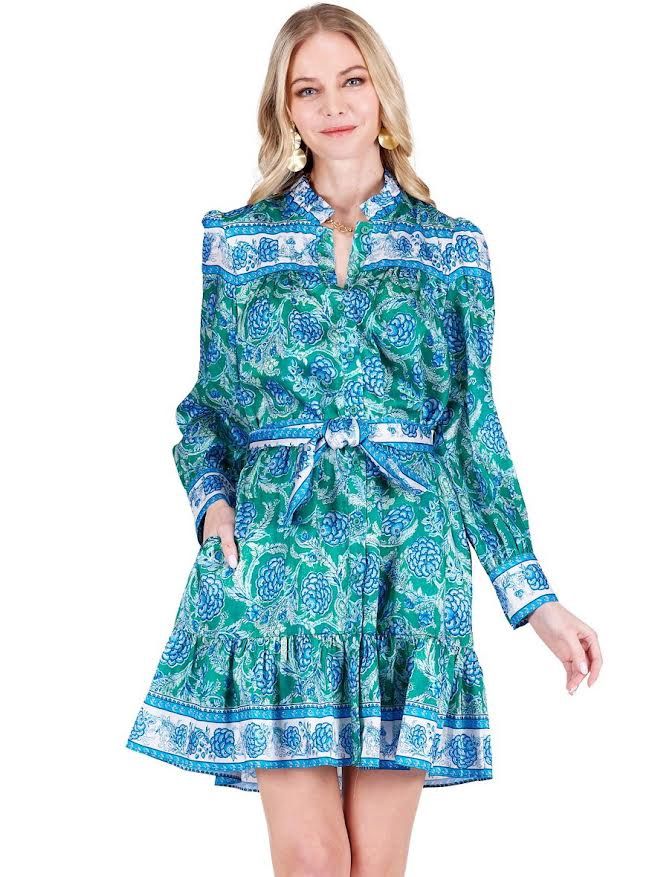 Joy Joy Bluebell Bloom Buttons Flounced Dress