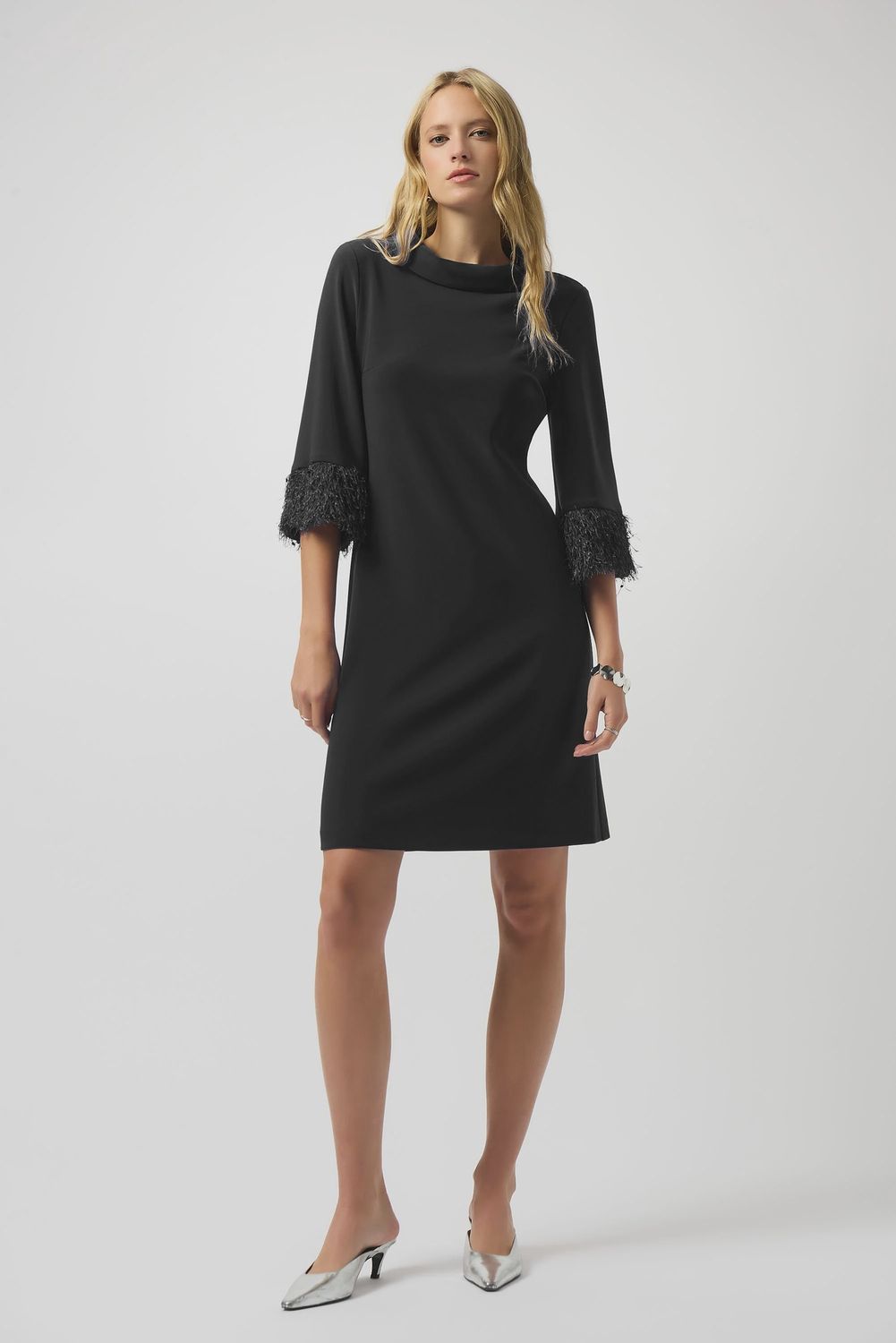Joseph Ribkoff Silky Knit &amp; Novelty A-Line Dress- Black