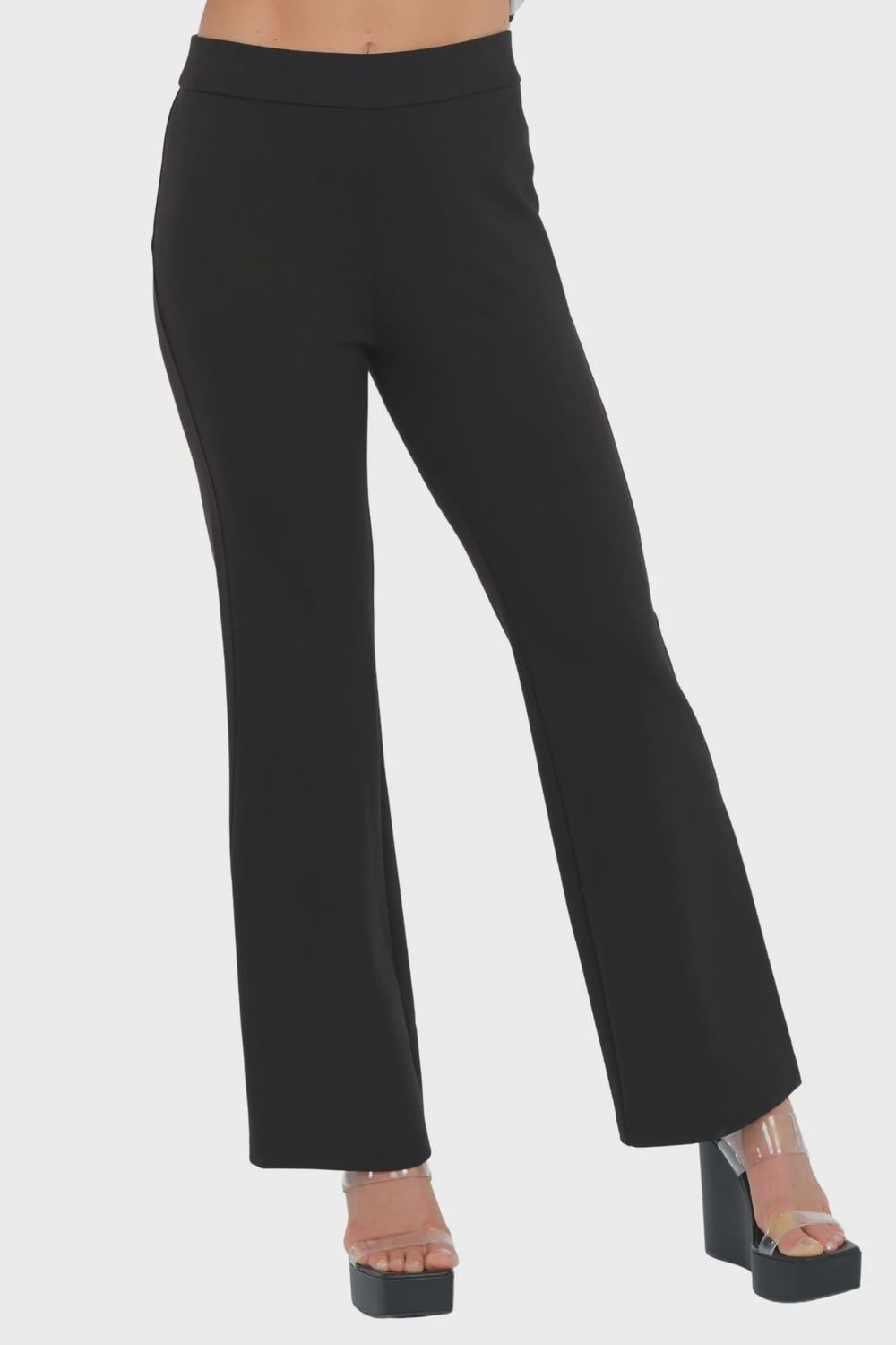 Lior Black Wide Leg Pull On Soft Ponte Pant- &quot;Steffi&quot;