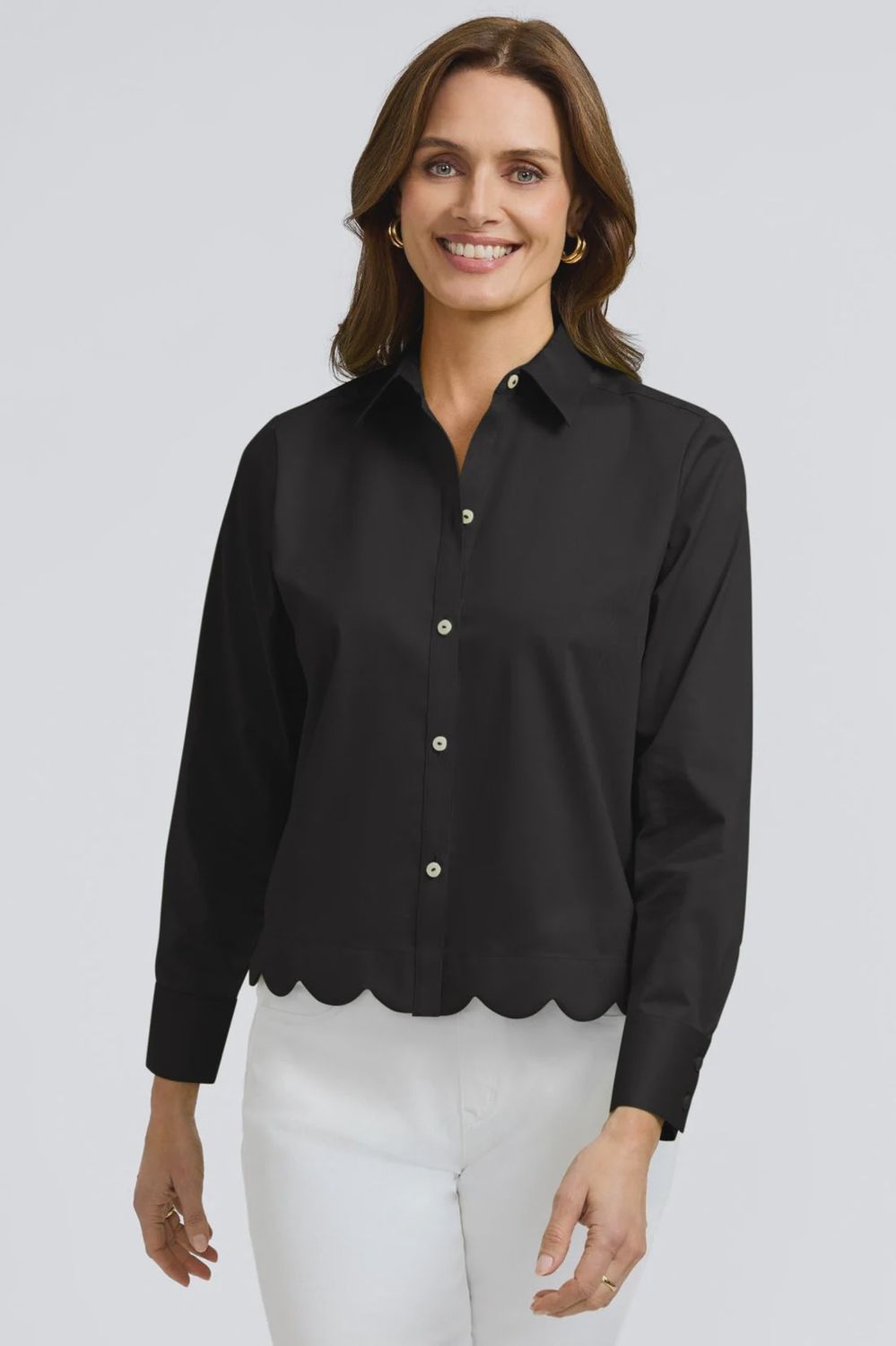 Foxcroft Black Scarlett No Iron Long Sleeve Shirt