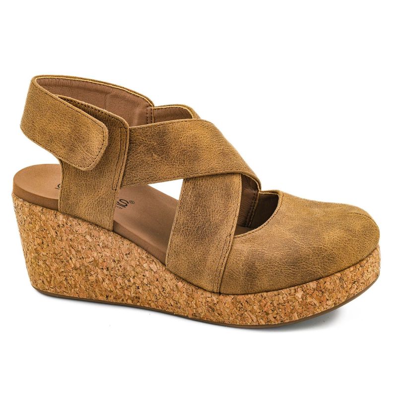 Corkys Case Closed Wedge- Tan