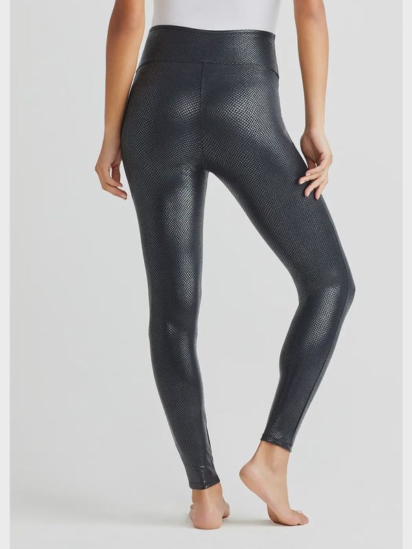Yummie Black Katia Snake Print Shaping Legging - Faux Leather