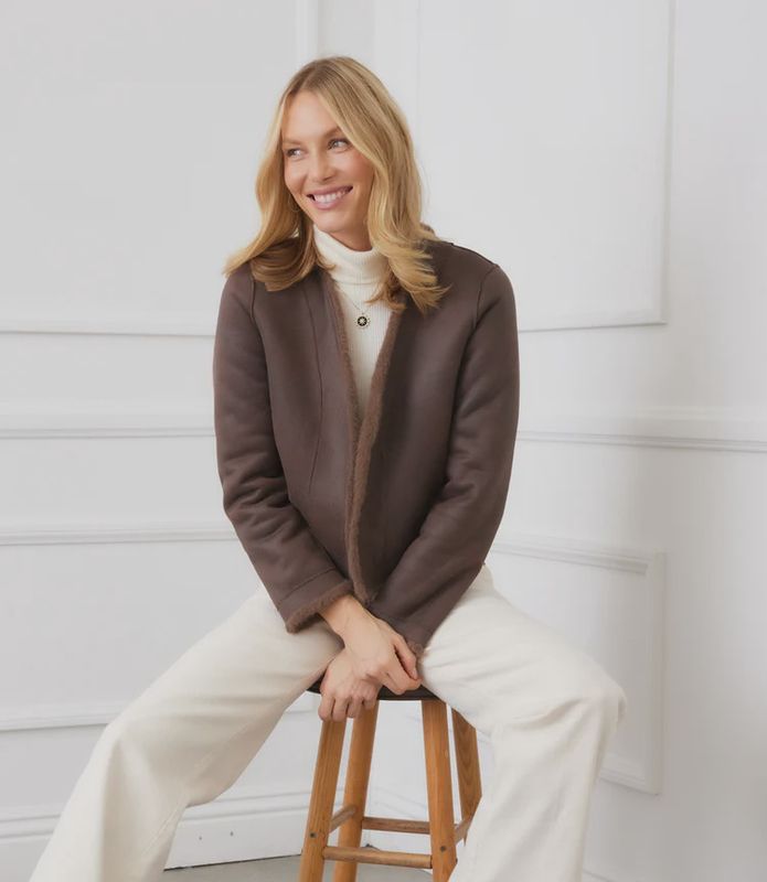 Karen Kane Brown Reversible Faux Fur Jacket
