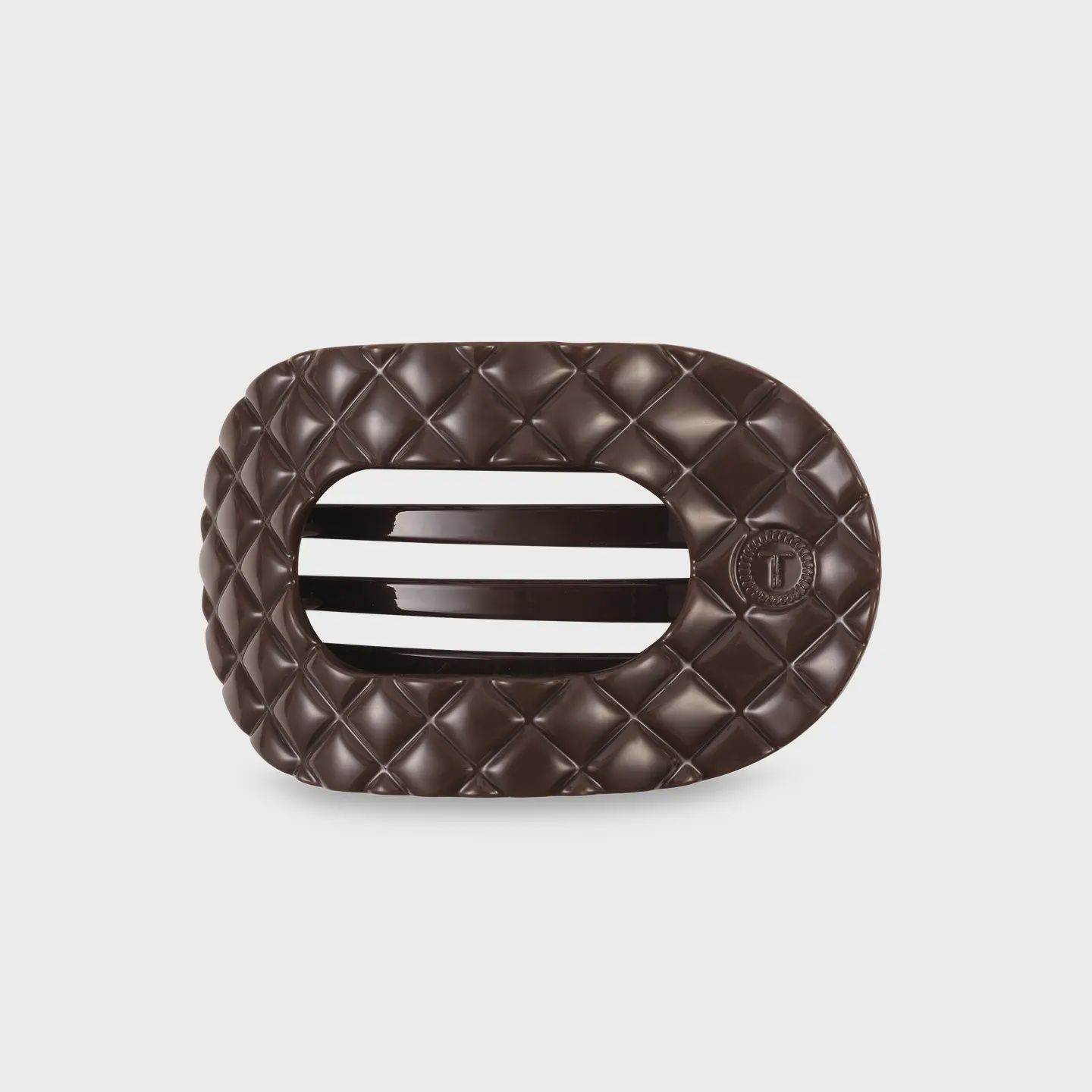 Teleties Flat Round Hair Clip | Medium | Truly Taupe Quilted