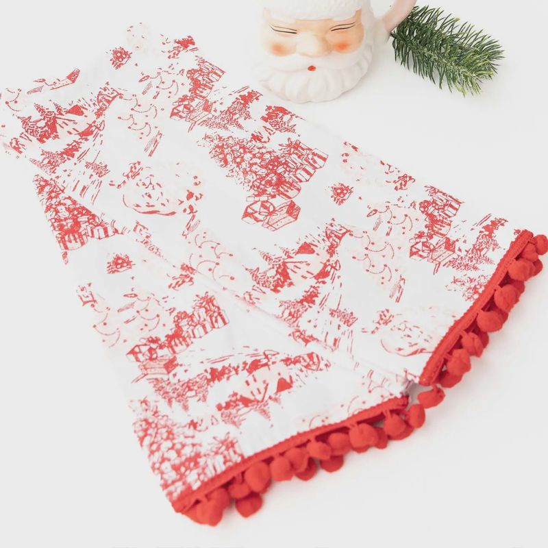 8 Oak Lane Santa Toile Tassel Kitchen Towel Set