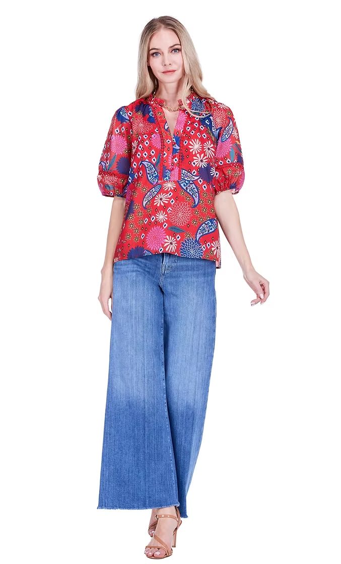 Joy Joy Lace Trim Top- Firework