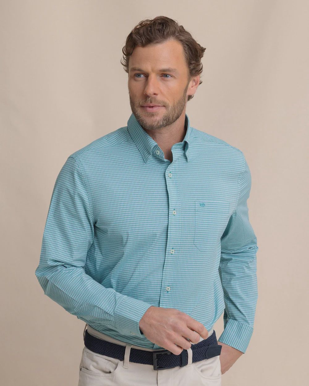 Southern Tide Crofton Plaid Charleston Sport Shirt- Spruce Shade