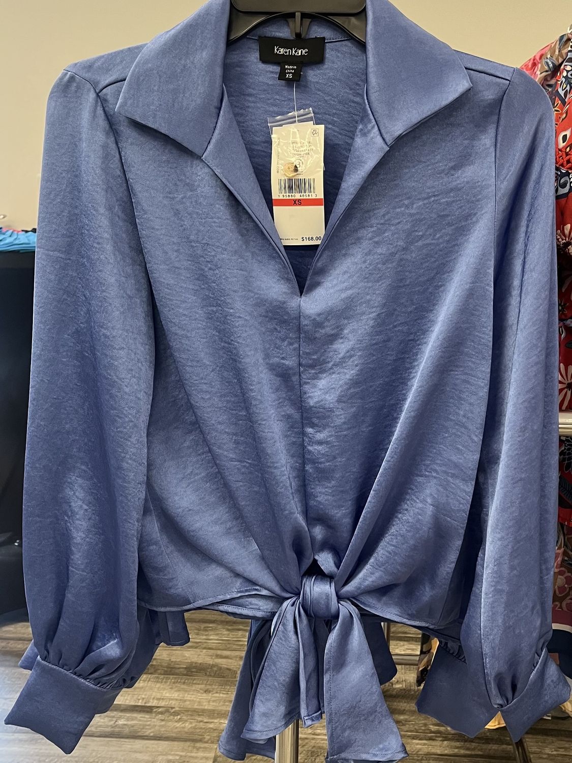 Karen Kane Women&#39;s Long Sleeve Tie-Front Top - Periwinkle