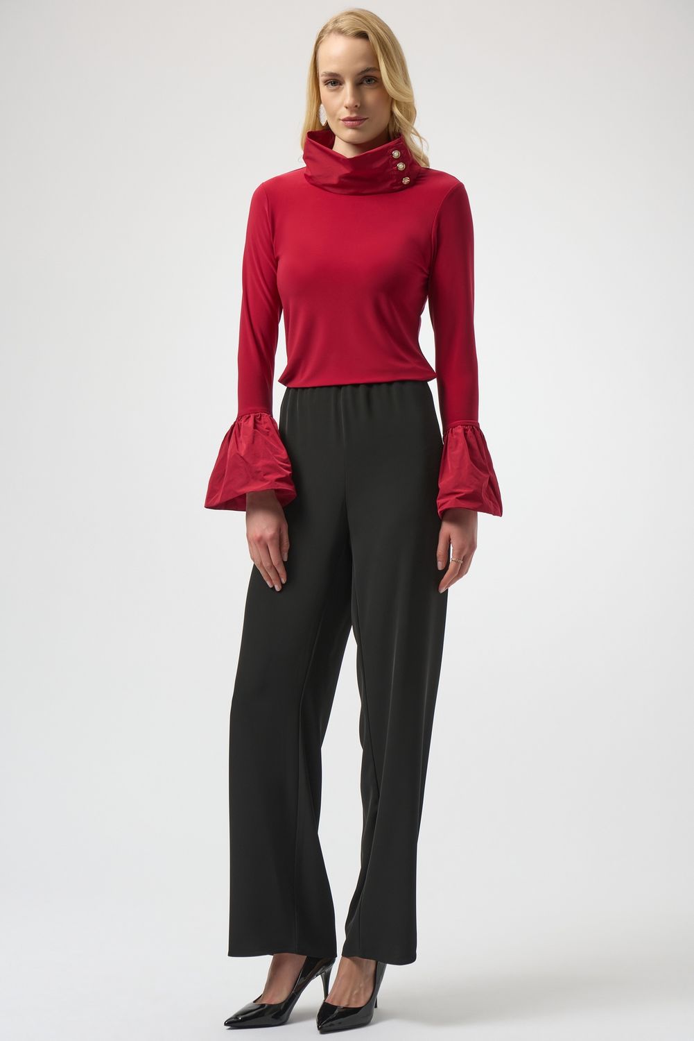 Joseph Ribkoff Silky Knit and Memory Fitted Top- Deep Cherry