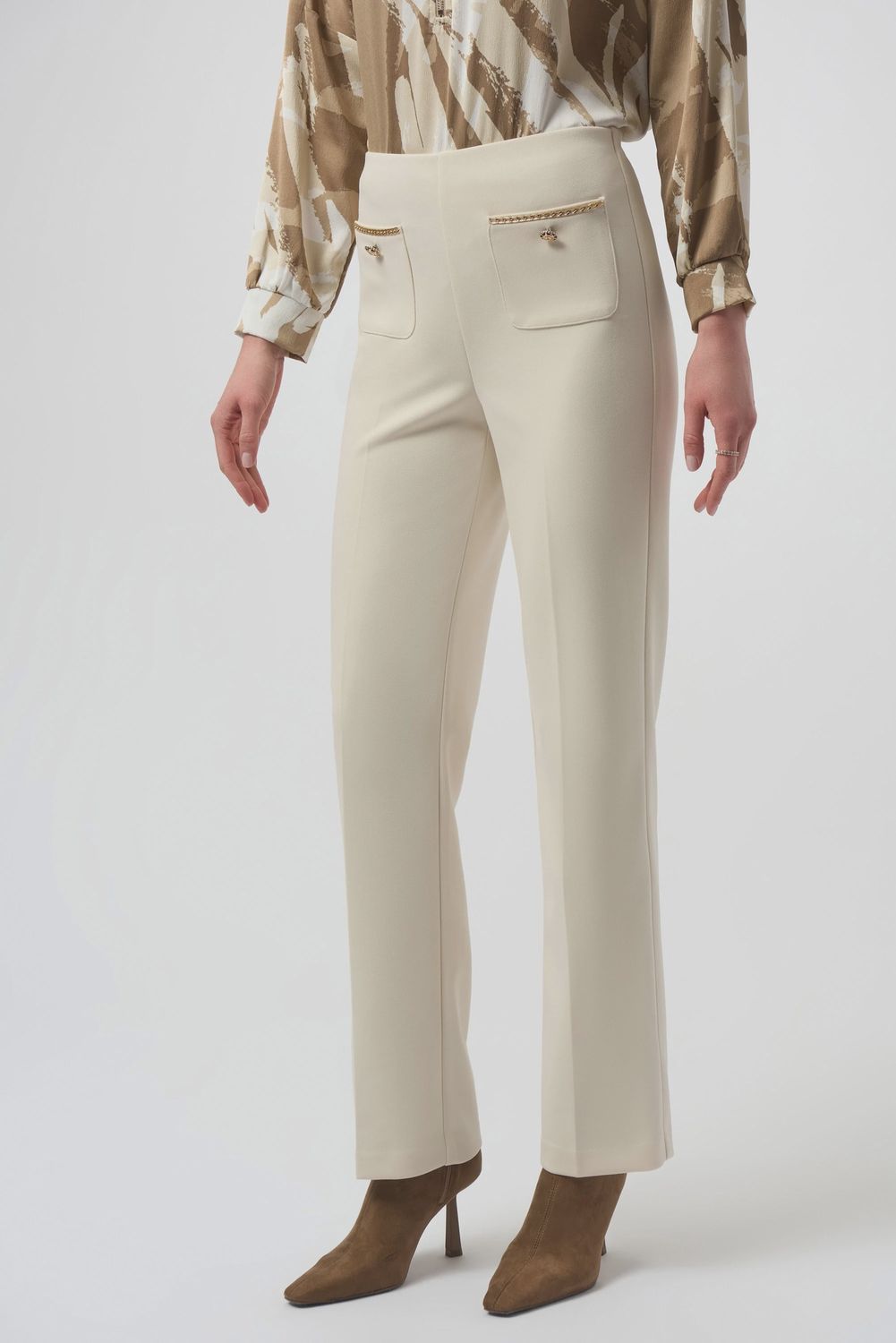 Joseph Ribkoff Scuba Crepe Straight Pull-On Pants- Birch