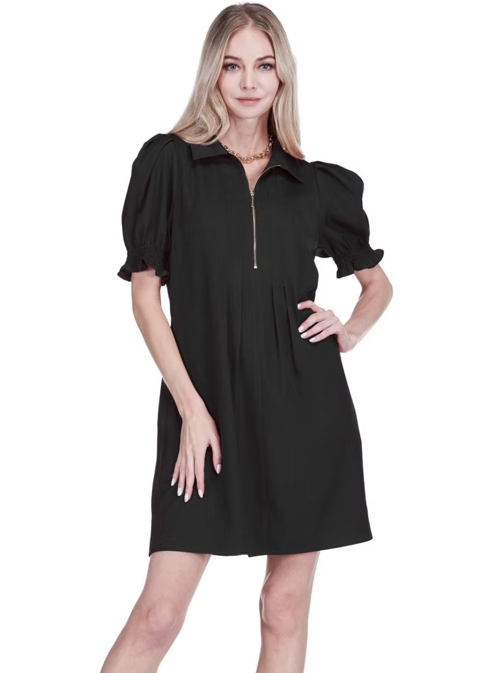 Jade Black Front Zip Dress