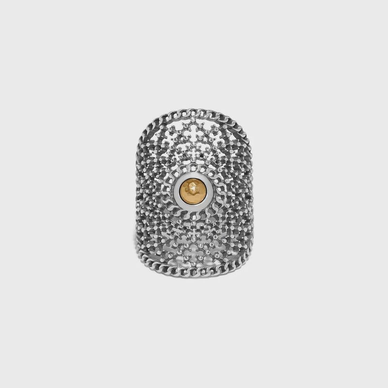 Brighton Ferrara Segreta Two Tone Round Ring- Silver- Gold