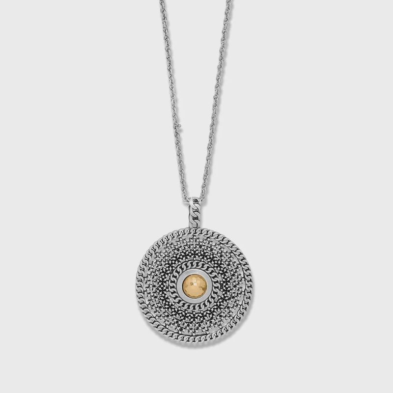 Brighton Ferrara Segreta Medallion Necklace- Silver- Gold