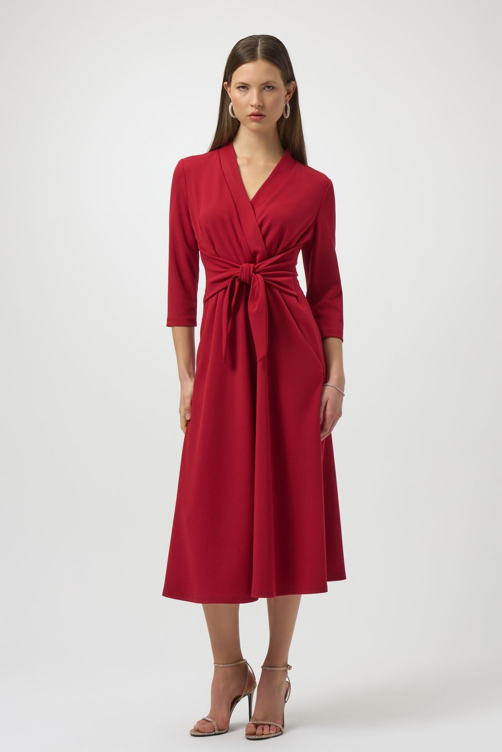 Joseph Ribkoff Scuba Crepe Fit and Flare Dress- Deep Cherry