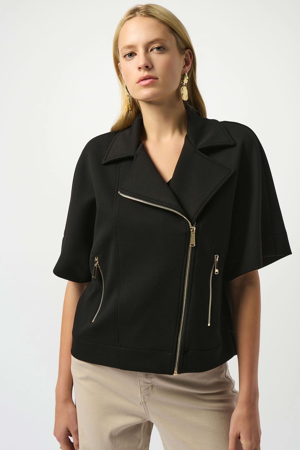 Joseph Ribkoff Scuba Jersey Boxy Jacket- Black