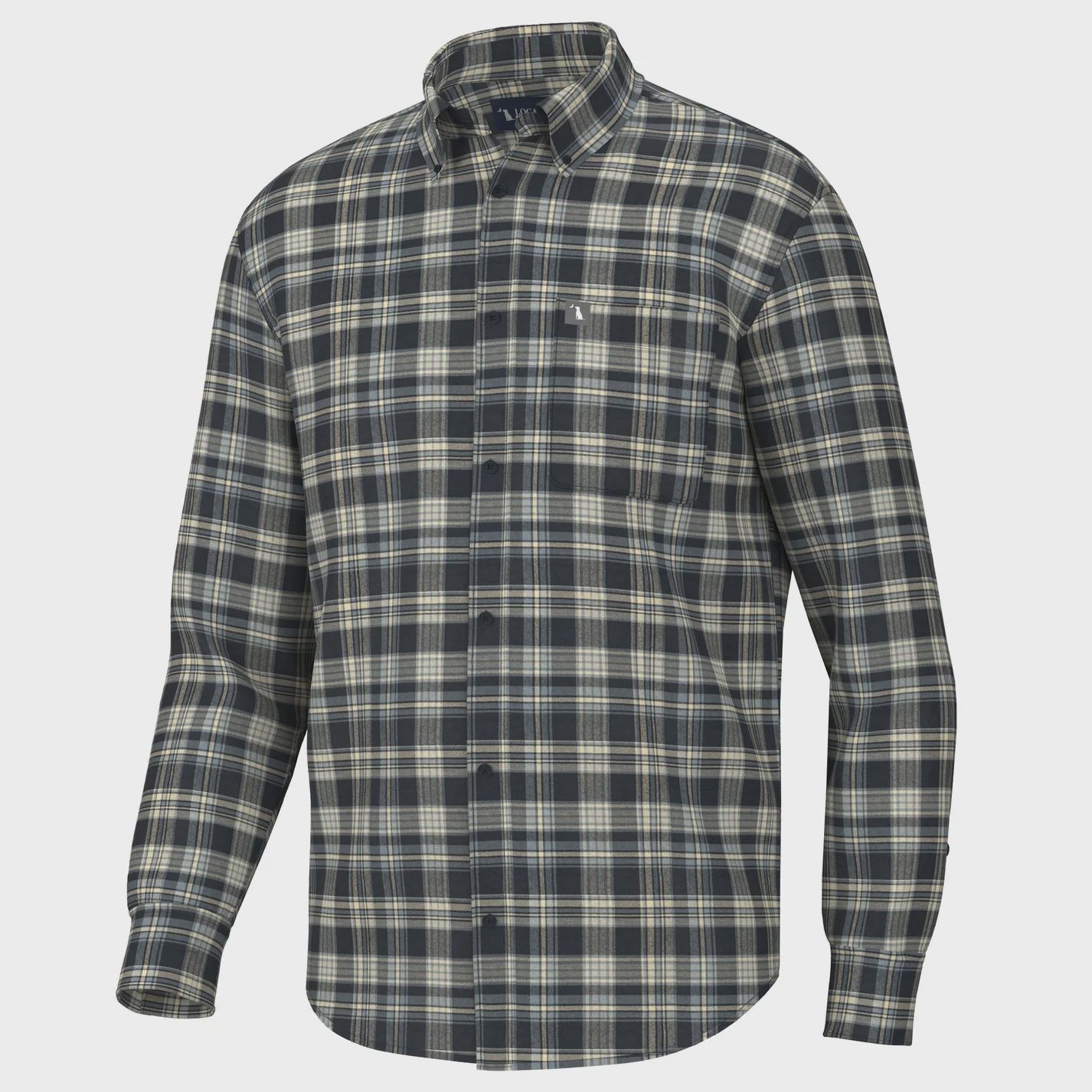 Local Boy Outfitters Navy/Blue/Tan Zeigler Stretch Flannel