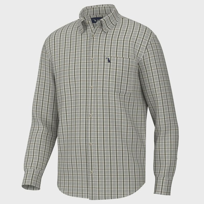 Local Boy Stamps Dress Shirt- Light Beige/Olive/Green
