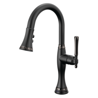 BRIZO - The Tulham™ Kitchen Collection by Brizo® SmartTouch® Pull-Down Prep Kitchen Faucet Matte Black / Brilliance Black Onyx 64958LF-BLBNX