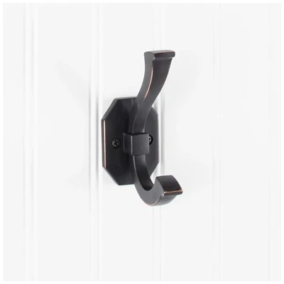 HARDWARE RESOURCES - 4-5/16&quot; Double zinc wall mount decorative coat and hat hook Includes two 1-1/8&quot; screws Weight rated up to 35 lbs Brushed Oil Rubbed Bronze YD45-431DBAC