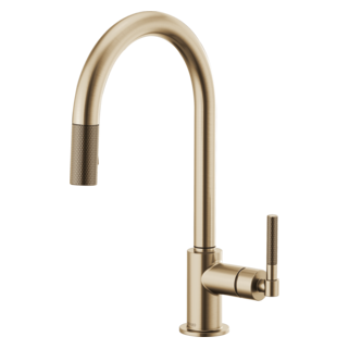 BRIZO - Litze® Pull-Down Faucet with Arc Spout and Knurled Handle Luxe Gold 63043LF-GL