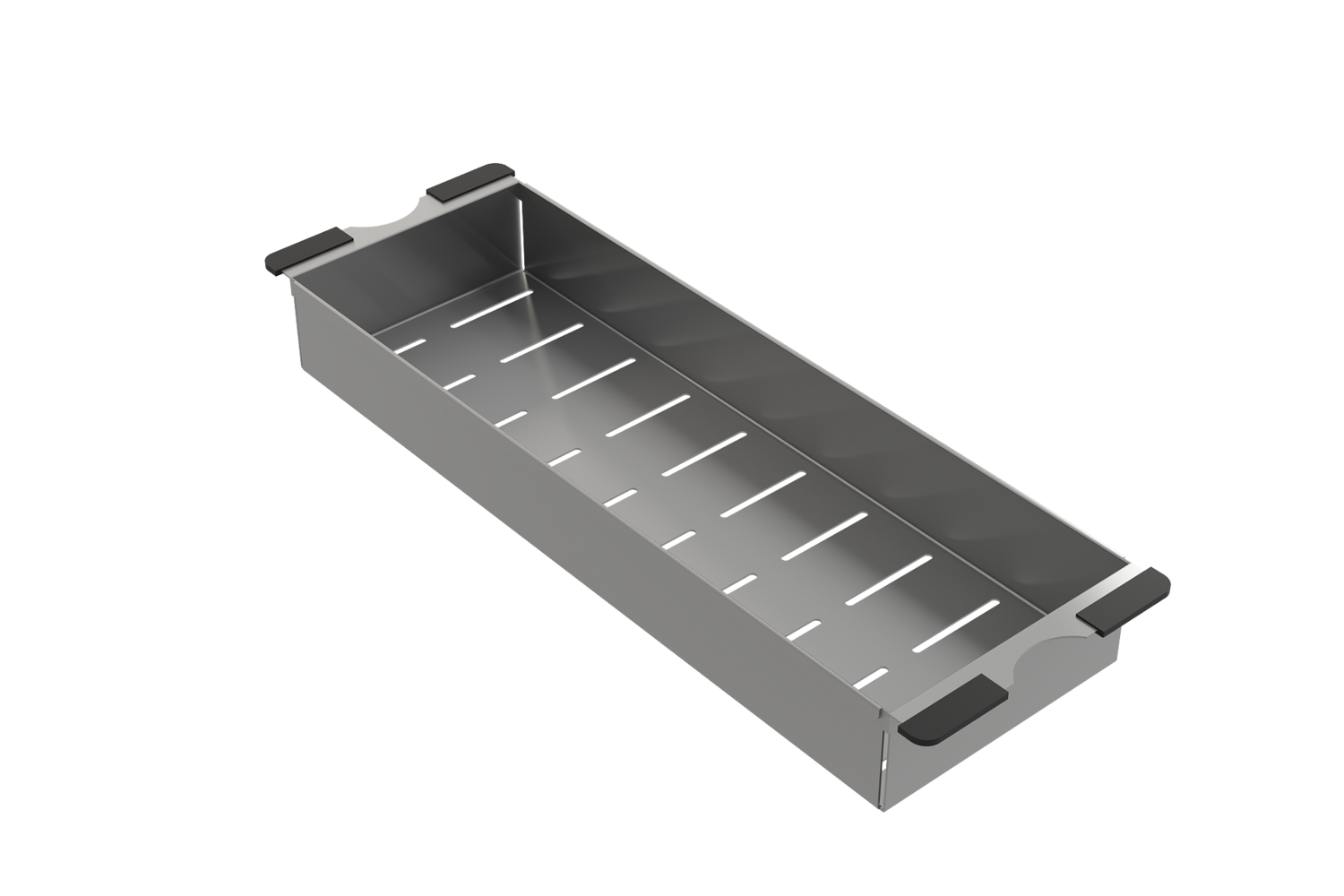 BOCCHI - Deep Stainless Steel Colander for Granite Sinks w/ Black Rubber Handles 2310 0004