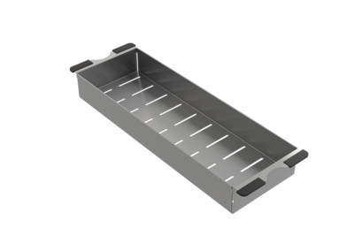 BOCCHI - Deep Stainless Steel Colander for Granite Sinks w/ Black Rubber Handles 2310 0004