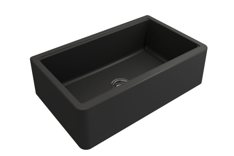 BOCCHI - Arona Apron-Front 33 in. Single Bowl Granite Composite Kitchen Sink with Integrated Workstation and Accessories in Matte Black 1600-504-0120